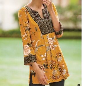 Sundance Mustard Floral Tunic - Etana